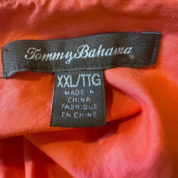 Tommy Bahama Plus Size XXL Coral 100% Cotton Button Up V Neckline Blouse - Picture 5 of 6